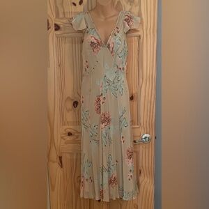 Jones New York Beige Floral Midi Dress